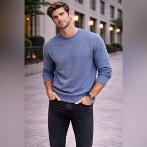 Classic Blue Crewneck Sweater for Men